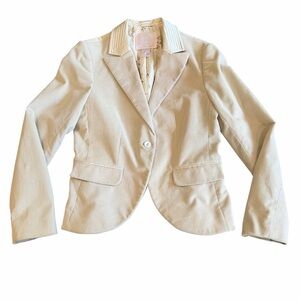 Rebecca Taylor Cream Corduroy Blazer Jacket Floral Lining Tailored Sz 8
